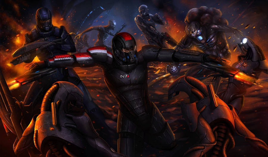 Mass Effect 3 N7 Squad Digital Art Wallpaper