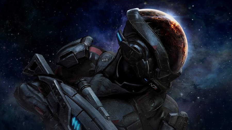 Mass Effect Armored Scott Ryder Wallpaper