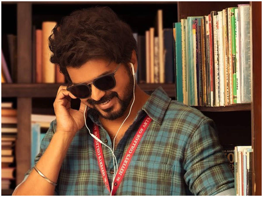 Master Vijay Hd In Library Wallpaper