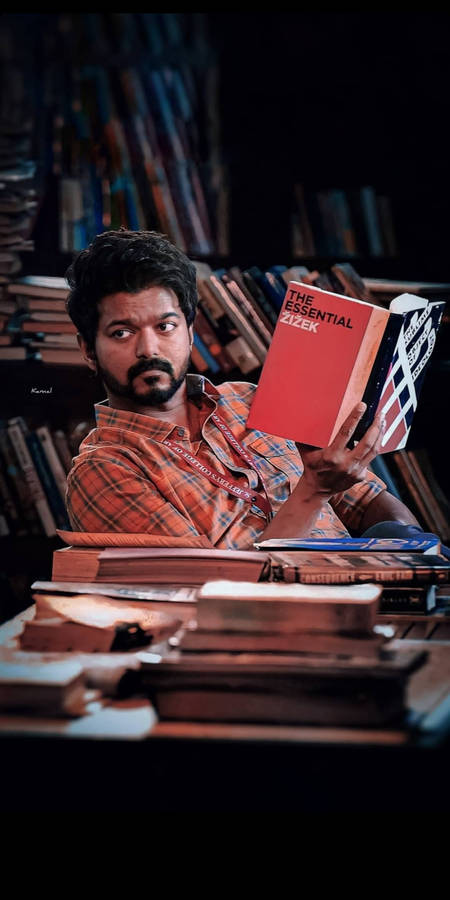 Master Vijay Hd With A Book Wallpaper