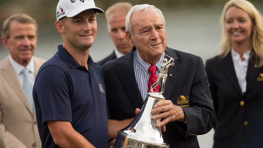 Matt Every Celebrating Iconic Win With Arnold Palmer Wallpaper