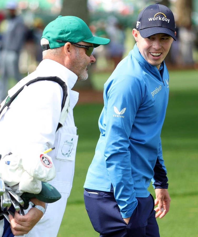 Matt Fitzpatrick And His Caddie, Billy Foster On The Golf Course Wallpaper