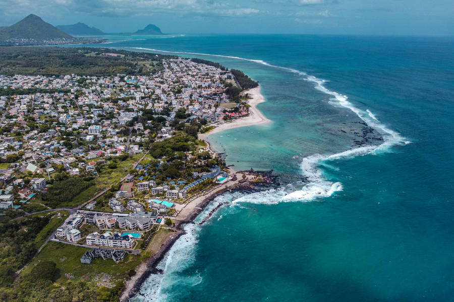 Mauritius City And Ocean Wallpaper