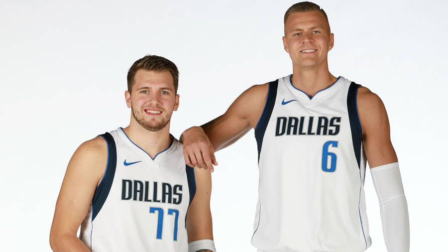 Mavericks Dallas Kristaps Porzingis And Luka Doncic Wallpaper