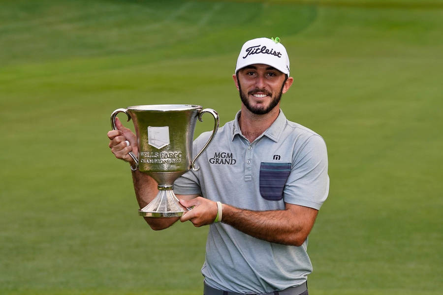 Max Homa Holding Wells Fargo Championship Trophy Wallpaper