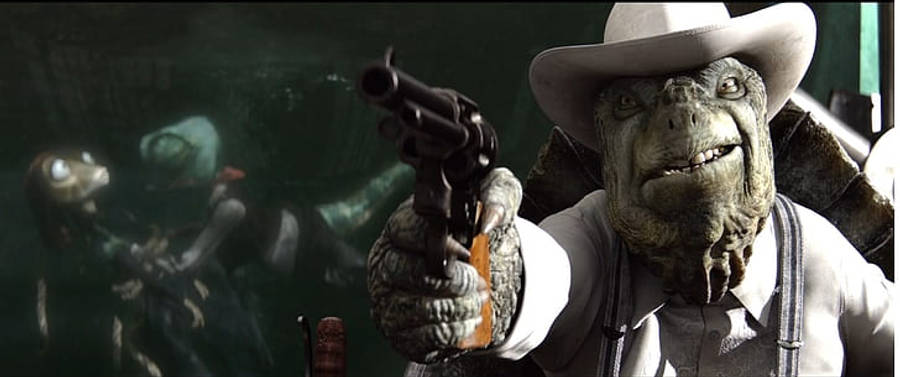 Mayor John Pointing Gun Rango Wallpaper