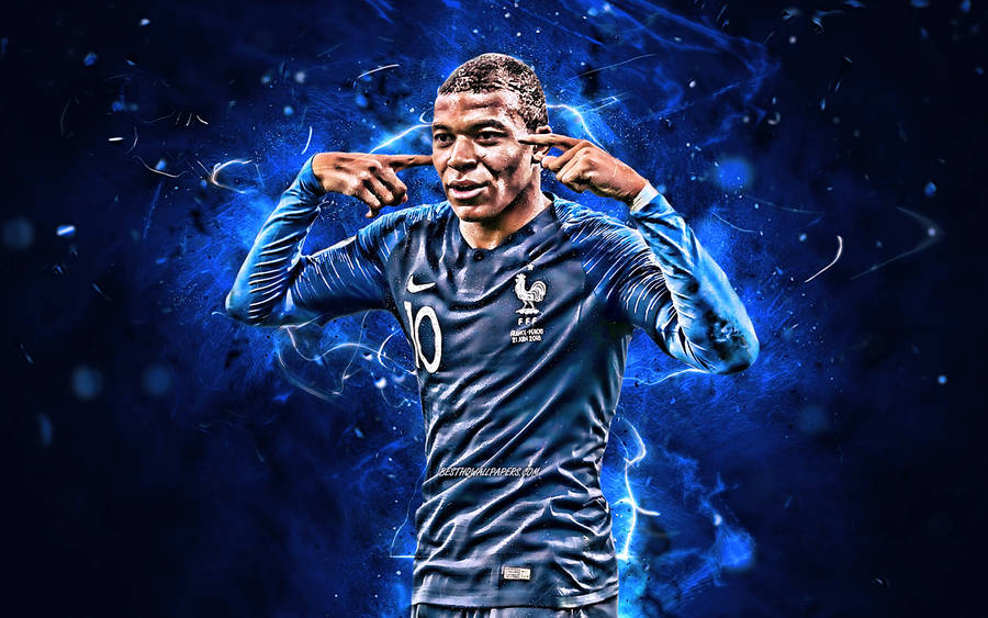 Mbappe Blue Abstract Fanart Wallpaper