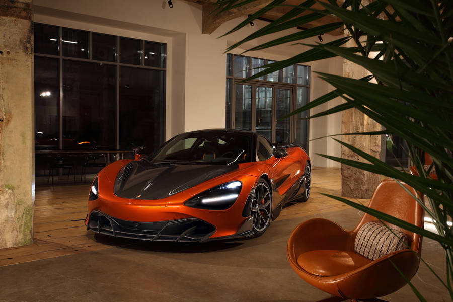 Mclaren 720s Orange Villa Wallpaper