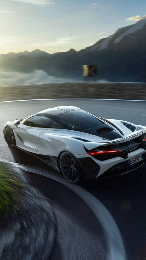 Mclaren 720s Phone White Car Turning Left Wallpaper