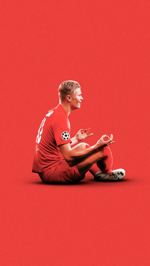 Meditating Erling Haaland Red Bull Player Wallpaper