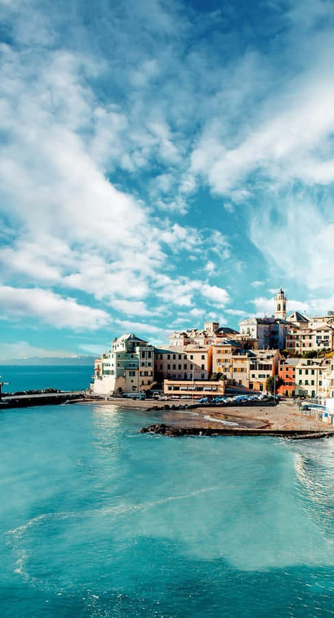 Mediterranean Seaside Town Wallpaper