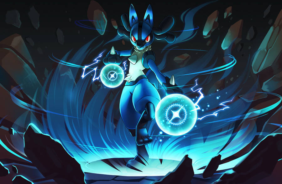 Mega Lucario With Shield Wallpaper