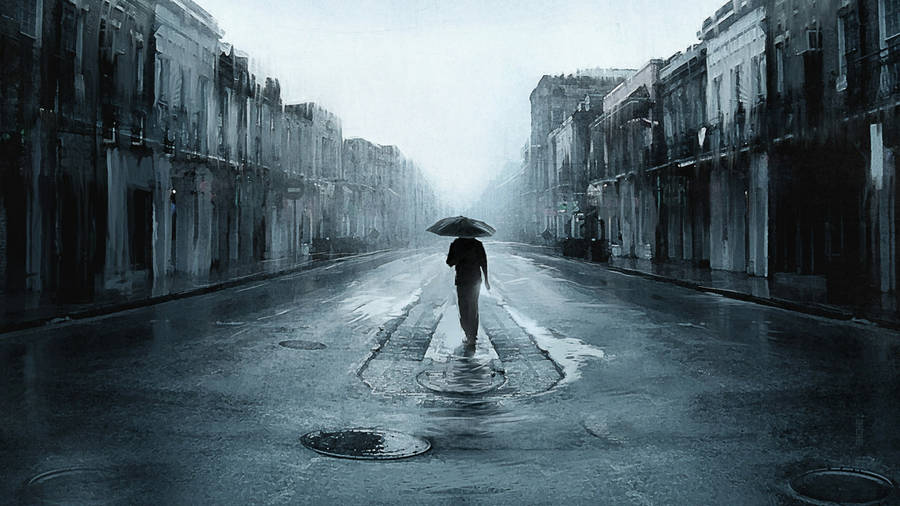 Melancholy Walk Down The Street Wallpaper