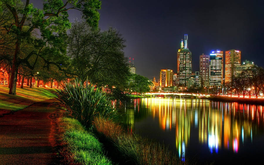 Melbourne Park At Night Wallpaper