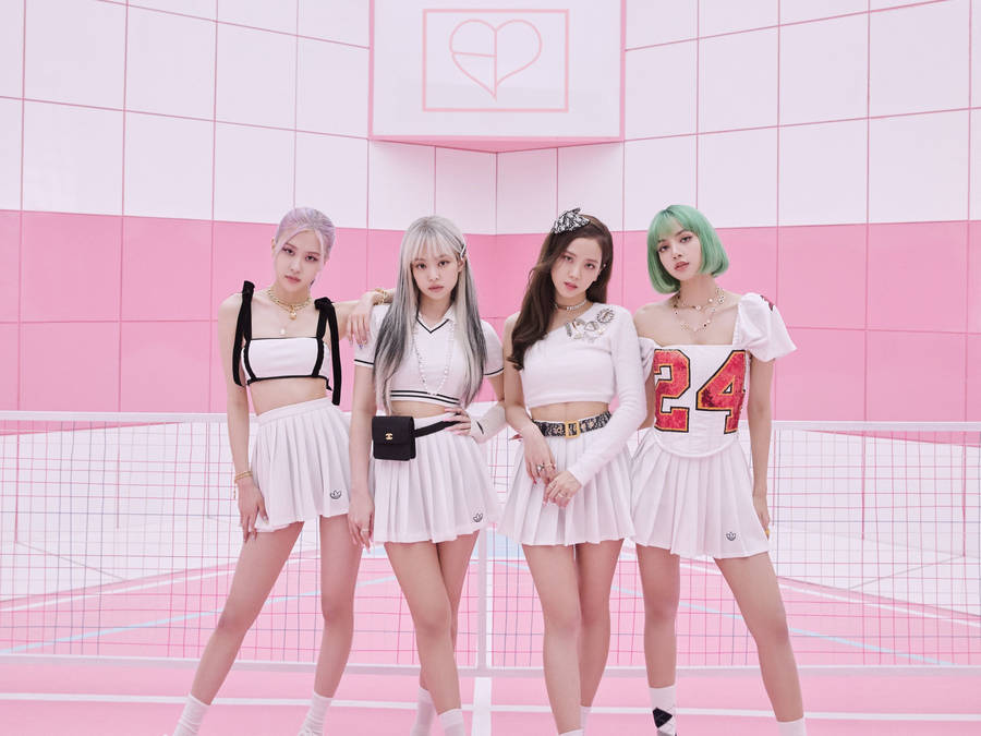 Members In Tennis Outfits Blackpink Desktop Wallpaper