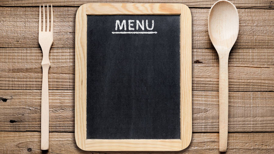 Menu Empty Food Board Spoon Fork Photography Wallpaper