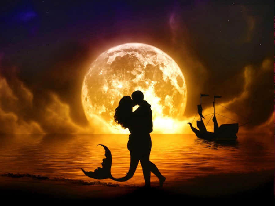 Mermaid Sunbeam Love Kiss Wallpaper