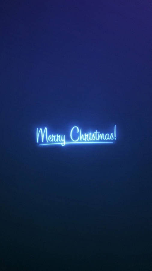 Merry Christmas On Neon Blue Iphone Wallpaper