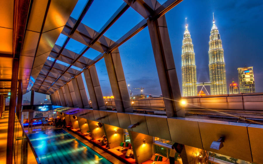 Mesmerizing Night View From Skybar In Kuala Lumpur Wallpaper