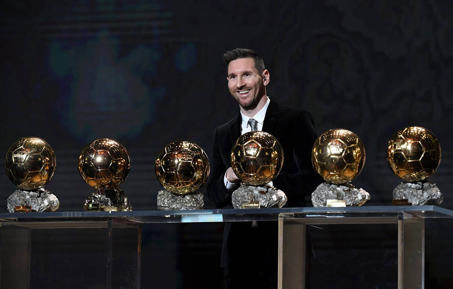 Messi 2021 Ballon D’or Trophies Wallpaper