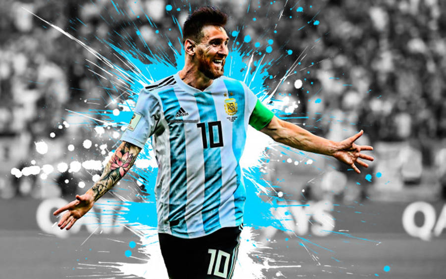 Messi Argentina Blue And White Splash Wallpaper