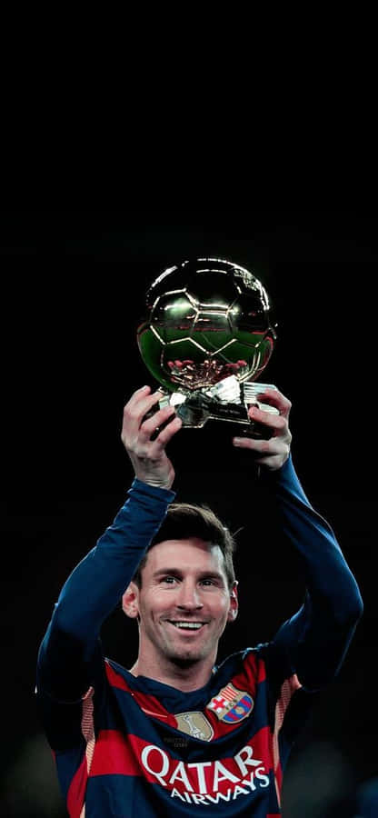 Messi Iphone Presenting Ballon D'or Wallpaper