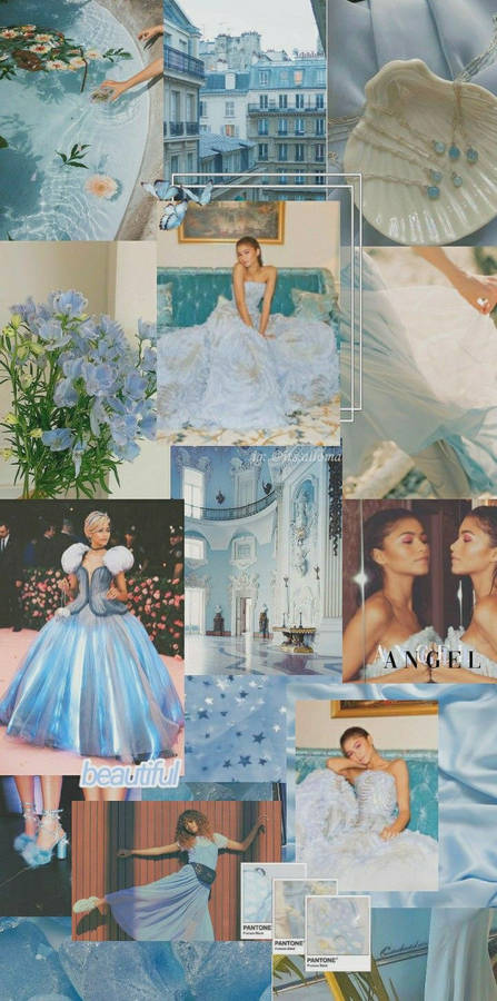 Met Gala Zendaya Blue Collage Wallpaper