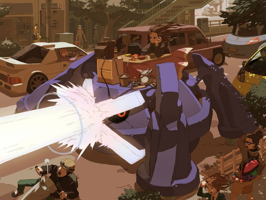 Metagross Attacking Street Wallpaper