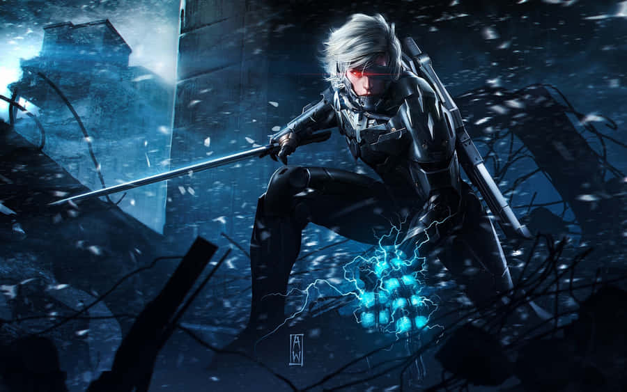 Metal Gear Solid Character In A Dark Environment Wallpaper