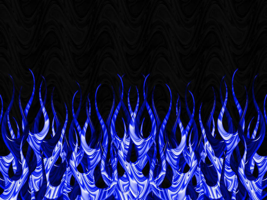 Metallic Blue Flames Wallpaper