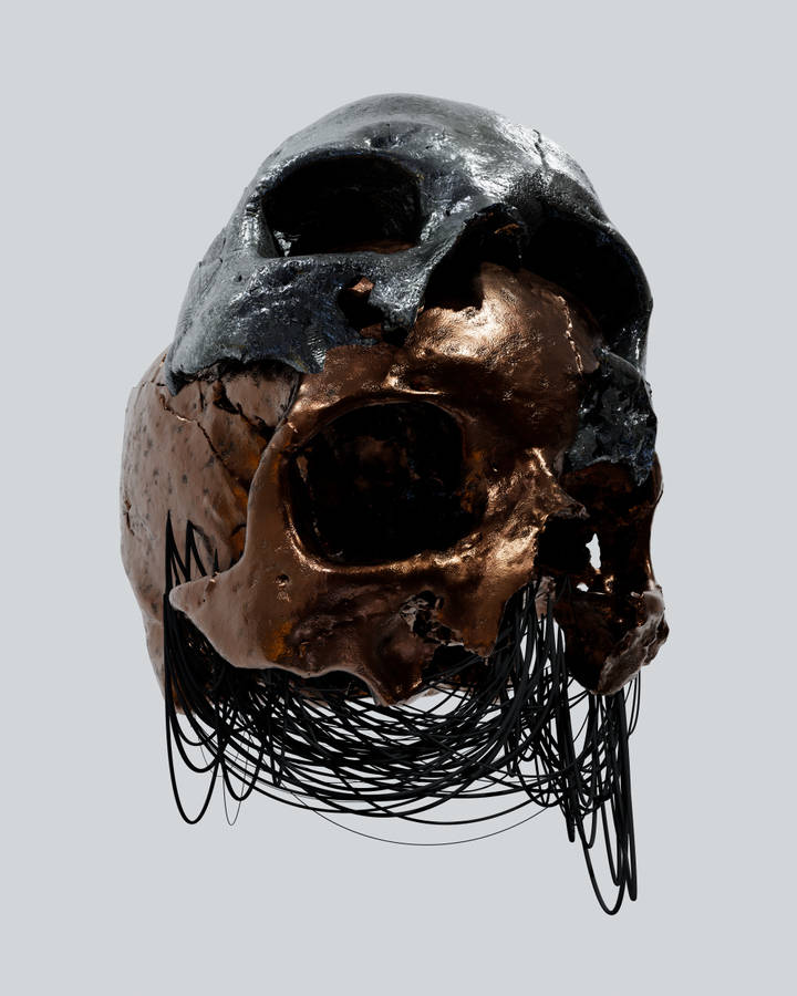 Metallic Bronze Scary Skull Wallpaper