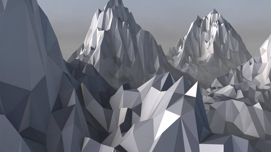 Metallic Gray Low Poly Mountains Wallpaper