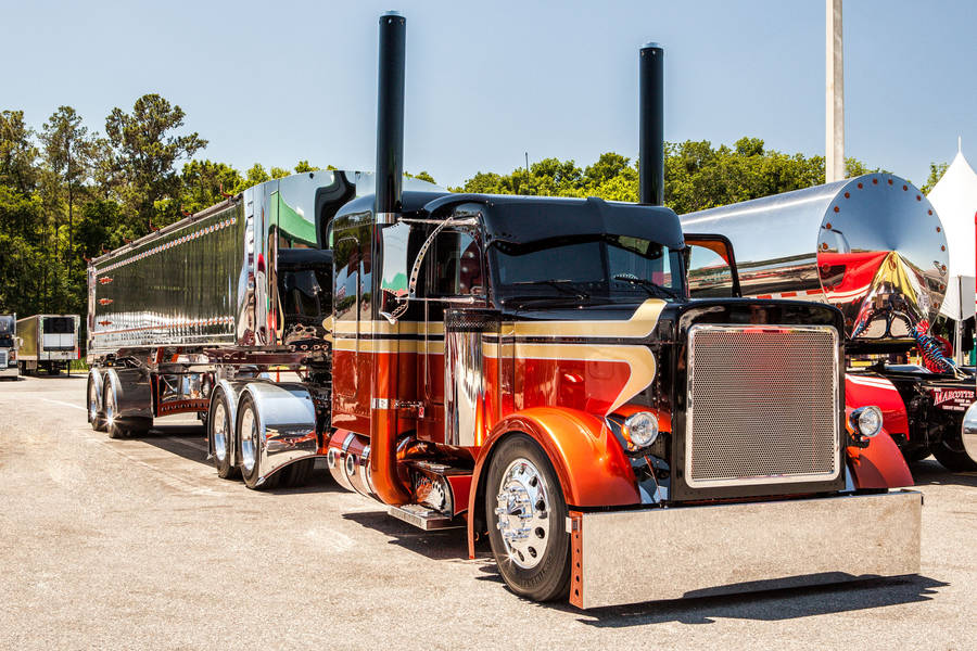 Metallic Orange Kenworth W900 Wallpaper