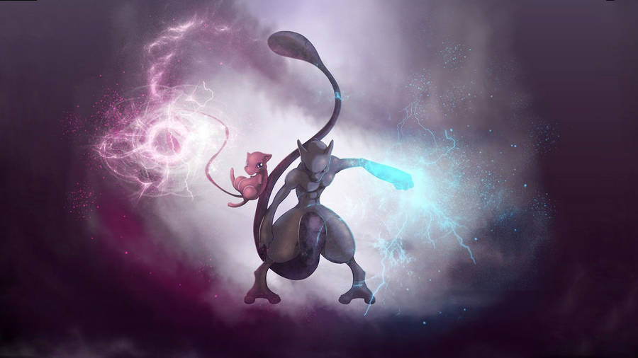 Mew And Mewtwo Team Up! Wallpaper