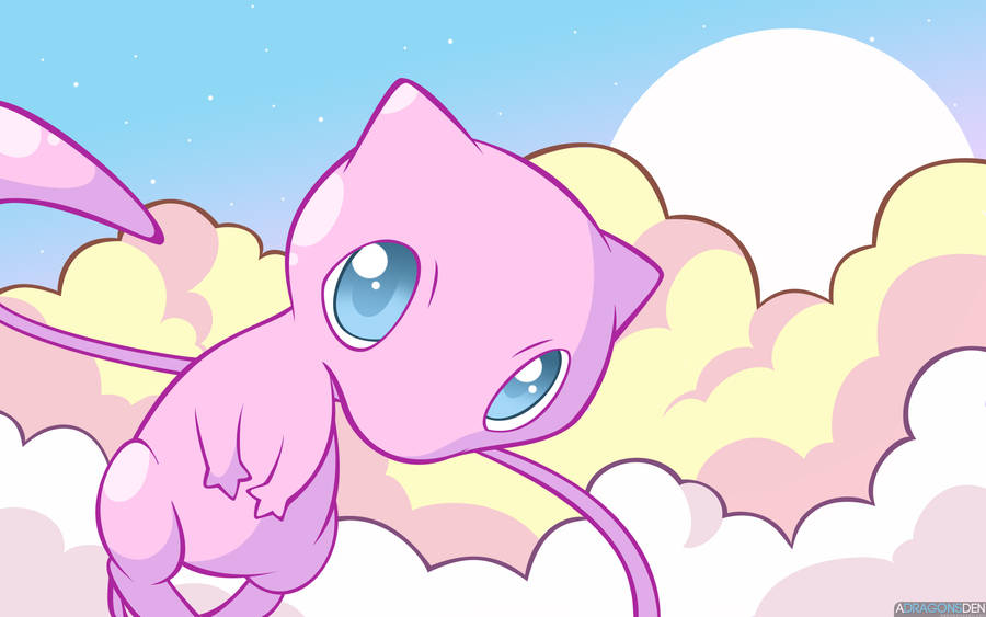 Mew In Colorful Clouds Wallpaper