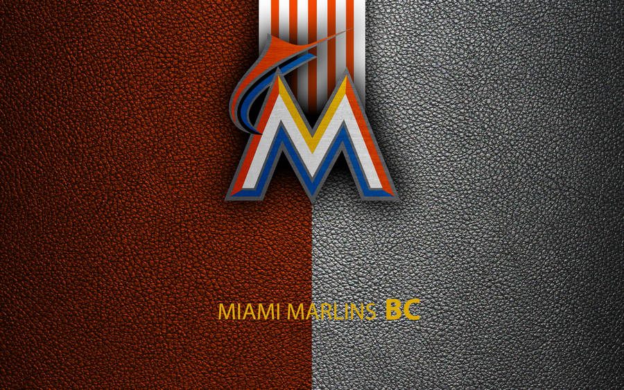 Miami Marlins Leather Design Wallpaper