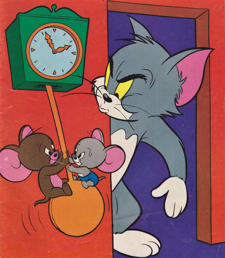 Mice On A Clock From Tom And Jerry Aesthetic Wallpaper