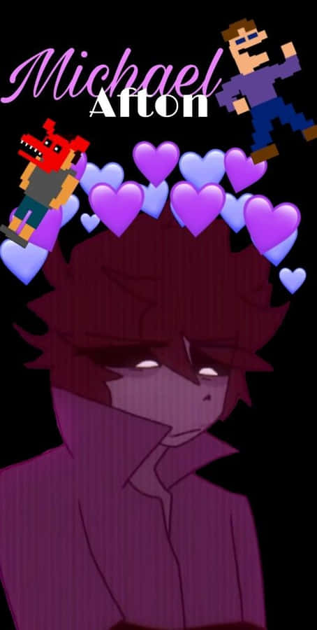 Michael Afton Fan Artwith Hearts Wallpaper