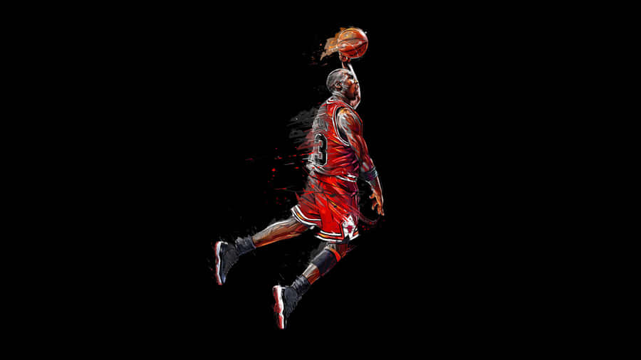 Michael Jordan's Black Basketball Aesthetic Dunking Wallpaper