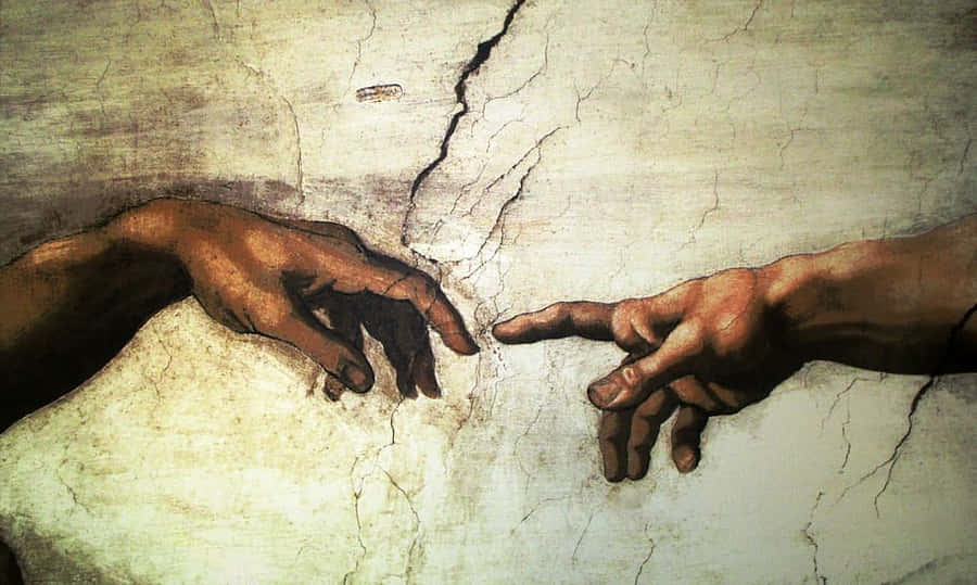 Michaelangelo's Creation Of Adam 4k Fingers Wallpaper