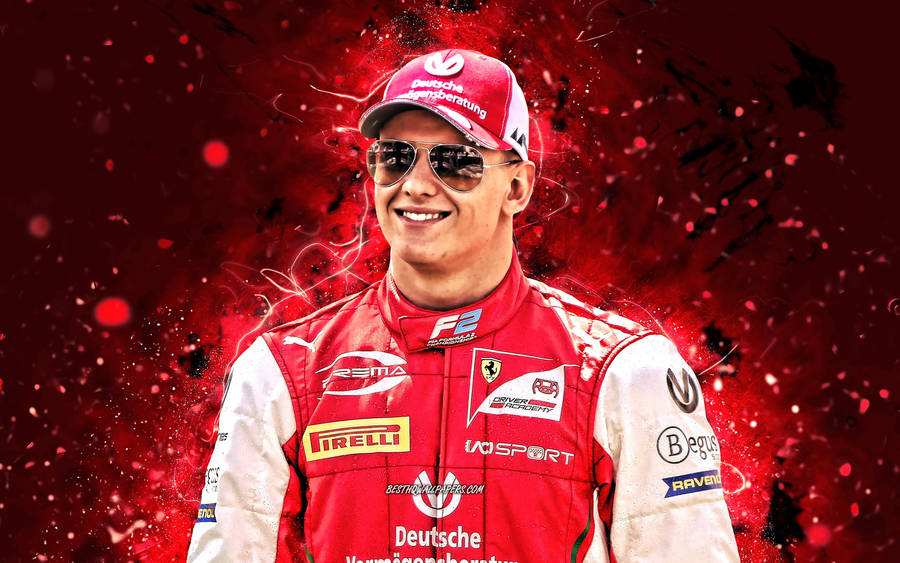 Mick Schumacher Glowing Red Fan Edit Wallpaper