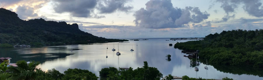 Micronesia Cloudy Sky Harbor Wallpaper