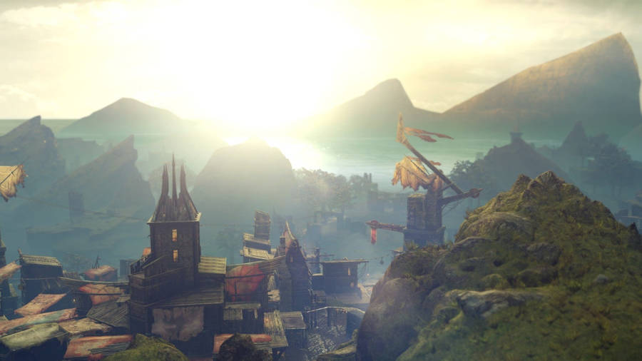 Middle Earth Shadow Of Mordor Village Setting Wallpaper