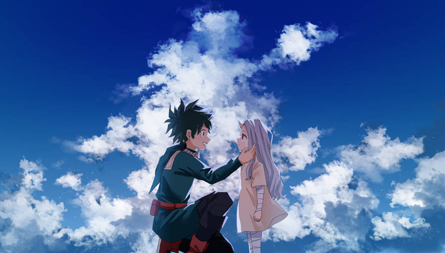 Midoriya And Eri With Cloudy Sky Wallpaper