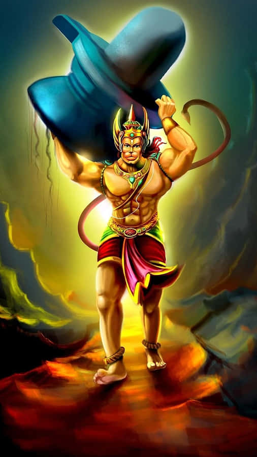 Mighty_ Hanuman_ Lifting_ Mountain Wallpaper