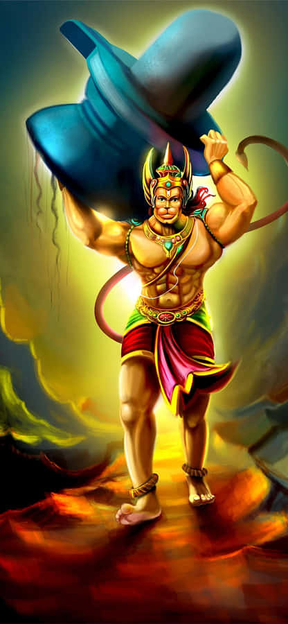 Mighty_ Hanuman_ Lifting_ Mountain Wallpaper