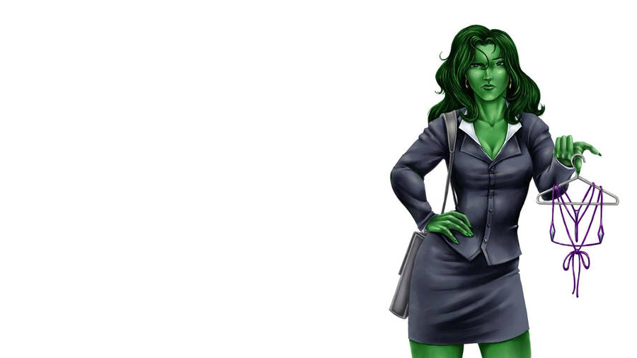 Mighty She-hulk Showcasing Her Powerful Stance Wallpaper