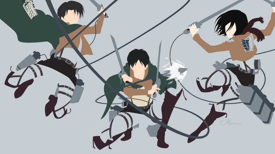 Mikasa Ackerman Trio Vector Art Wallpaper
