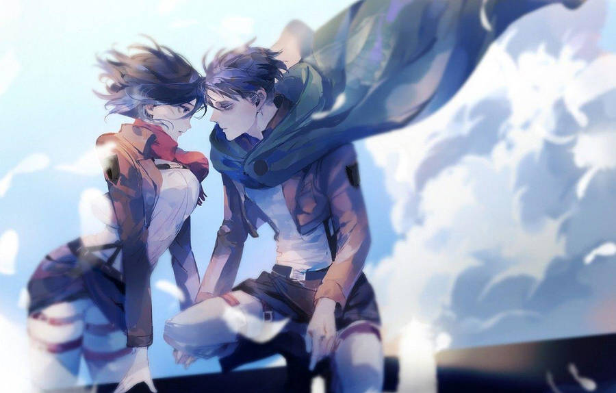 Mikasa And Levi Intimate Wallpaper