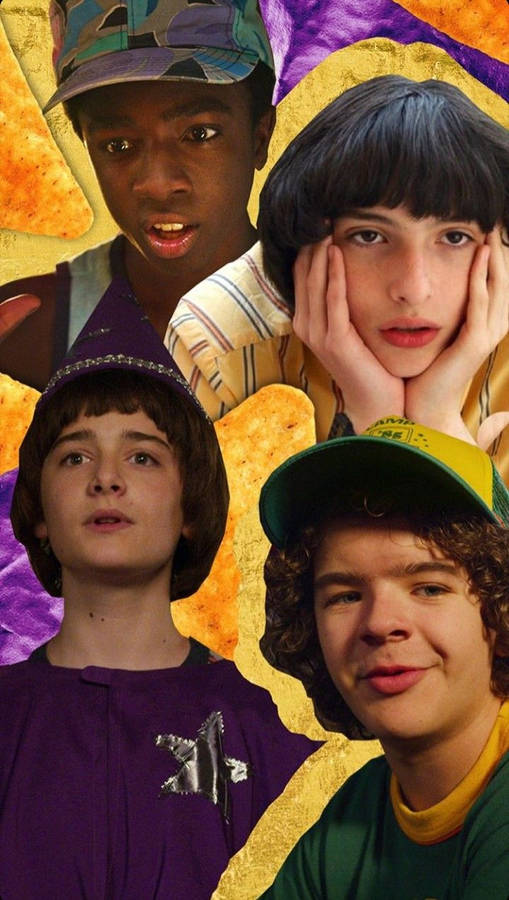 Mike Will Lucas Dustin Stranger Things Collage Wallpaper